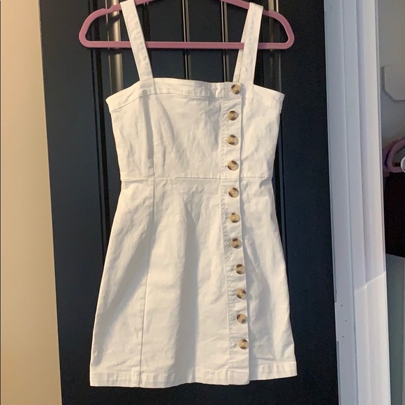 White Denim button Mini Dress - Picture 2 of 5